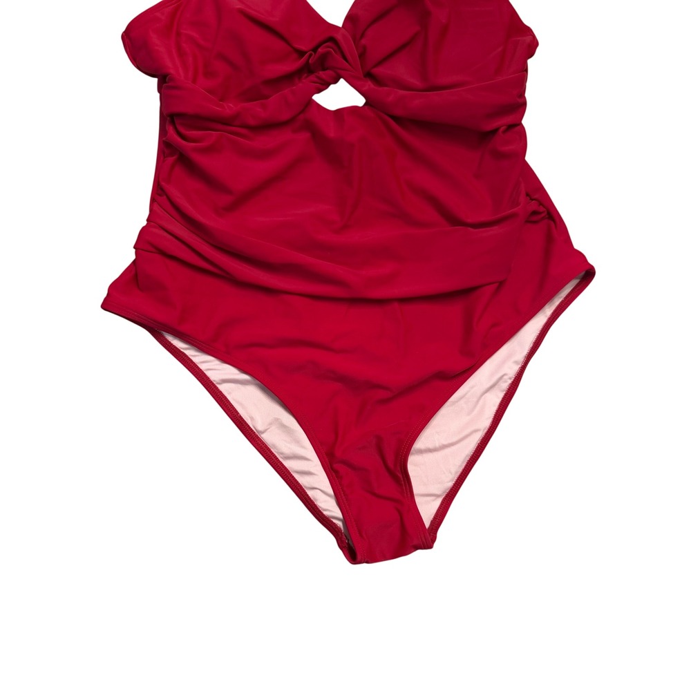 Cupshe‎ One Piece Swimsuit XL Red Twist Front Ruched Keyhole Cutout NWT - Picture 2 of 6